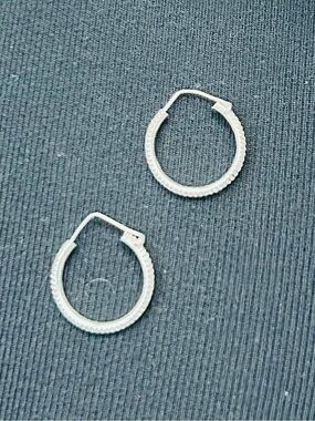 Textured Sterling Silver 925 Hoop Earrings